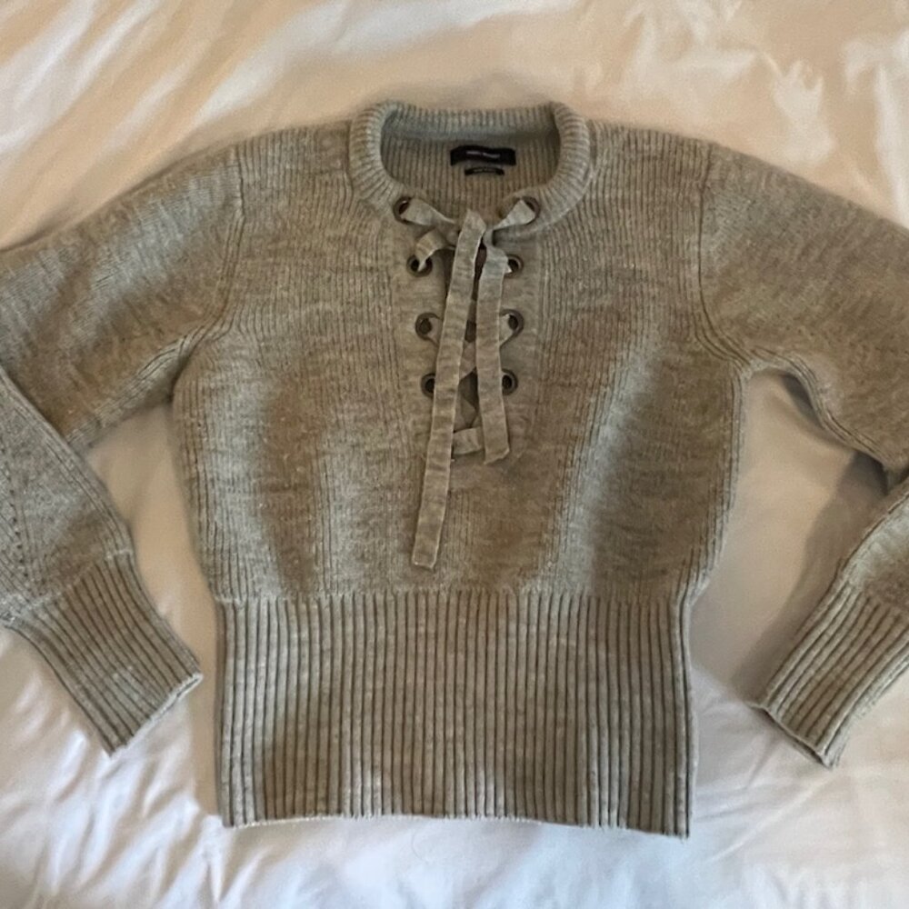 ISABEL MARANT Laley lace-up ribbed wool-blend sweater Size FR 38 US 6 SEE NOTES